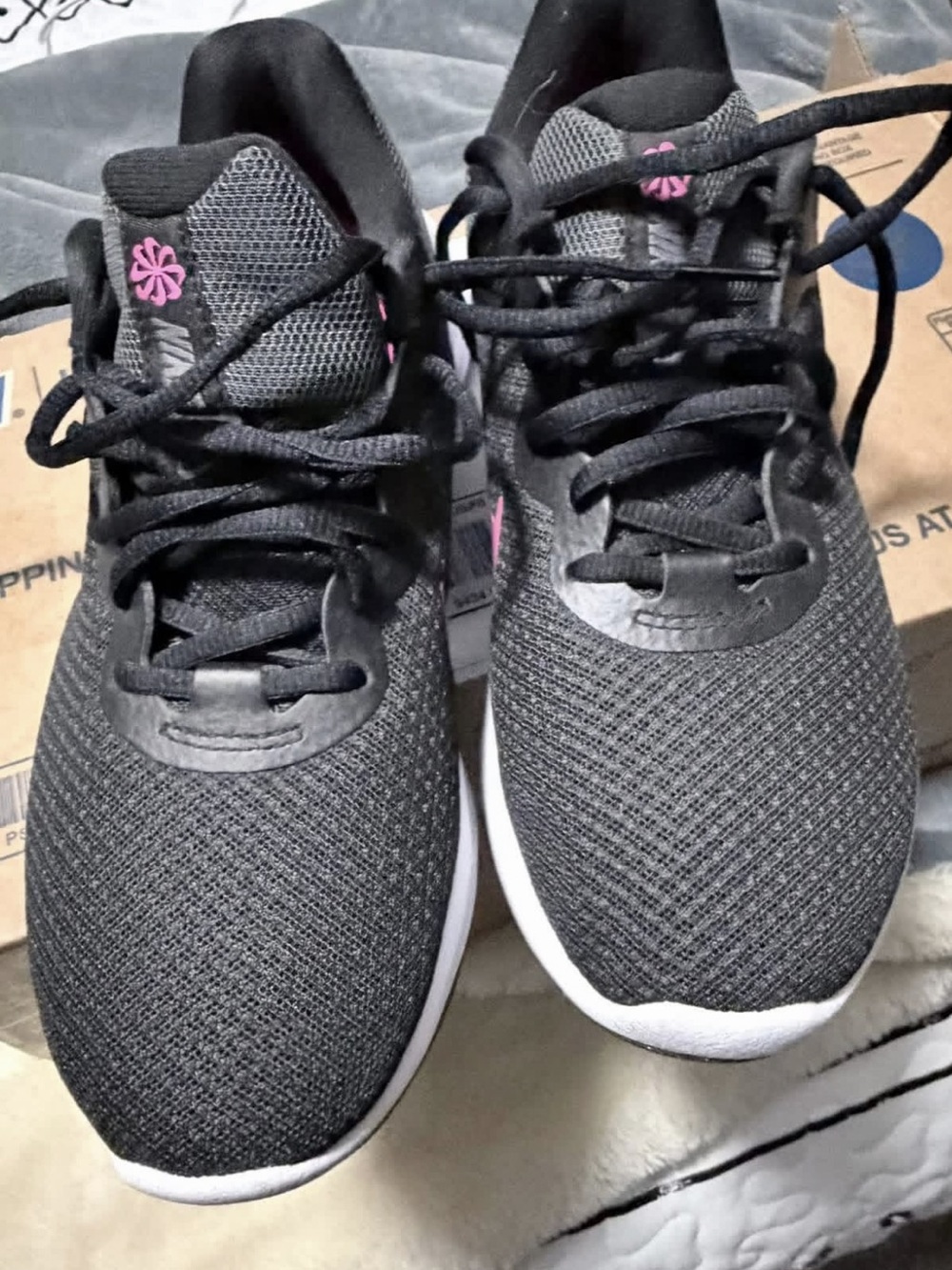 Nike Women's Black Athletic Shoes with Pink Details